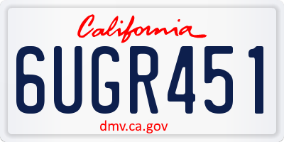 CA license plate 6UGR451