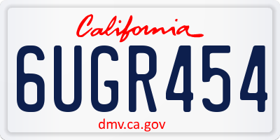 CA license plate 6UGR454
