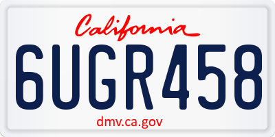 CA license plate 6UGR458