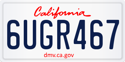 CA license plate 6UGR467