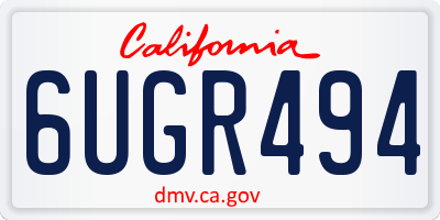 CA license plate 6UGR494