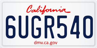 CA license plate 6UGR540