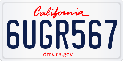 CA license plate 6UGR567