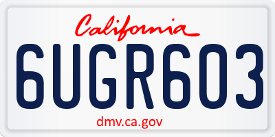 CA license plate 6UGR603