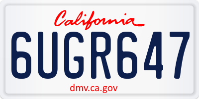 CA license plate 6UGR647