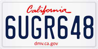 CA license plate 6UGR648