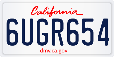 CA license plate 6UGR654