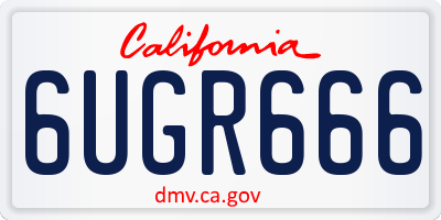 CA license plate 6UGR666