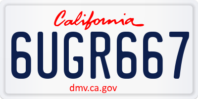 CA license plate 6UGR667