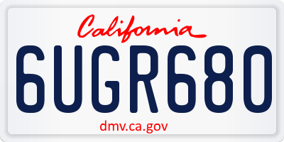CA license plate 6UGR680