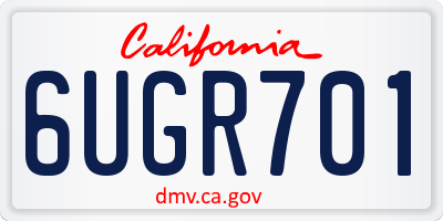 CA license plate 6UGR701