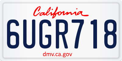CA license plate 6UGR718