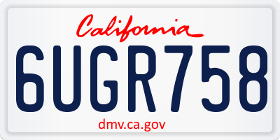 CA license plate 6UGR758