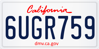 CA license plate 6UGR759