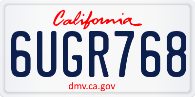 CA license plate 6UGR768