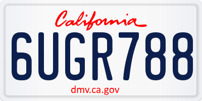 CA license plate 6UGR788