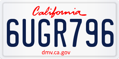 CA license plate 6UGR796