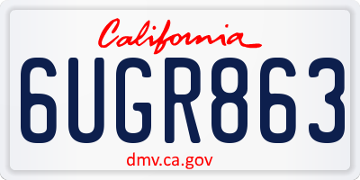 CA license plate 6UGR863