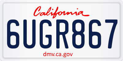 CA license plate 6UGR867