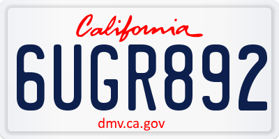 CA license plate 6UGR892