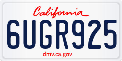 CA license plate 6UGR925