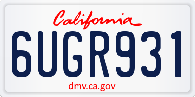 CA license plate 6UGR931