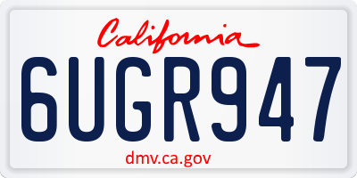 CA license plate 6UGR947