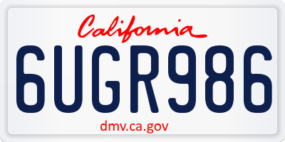 CA license plate 6UGR986