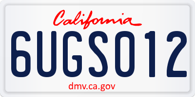 CA license plate 6UGS012