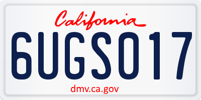 CA license plate 6UGS017