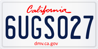CA license plate 6UGS027