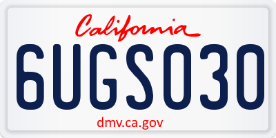 CA license plate 6UGS030