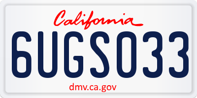 CA license plate 6UGS033