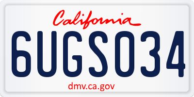 CA license plate 6UGS034