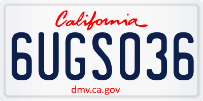 CA license plate 6UGS036
