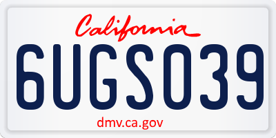 CA license plate 6UGS039