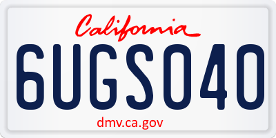 CA license plate 6UGS040
