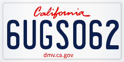 CA license plate 6UGS062