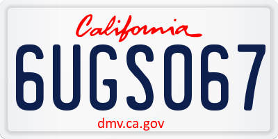CA license plate 6UGS067