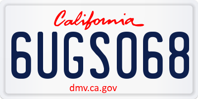 CA license plate 6UGS068