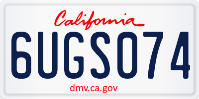 CA license plate 6UGS074