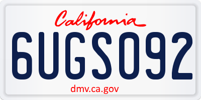 CA license plate 6UGS092