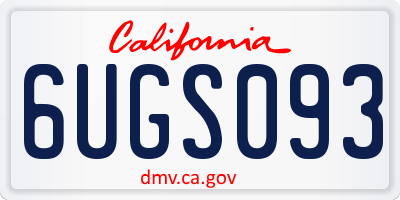 CA license plate 6UGS093
