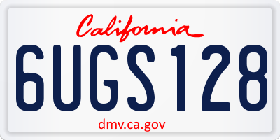CA license plate 6UGS128
