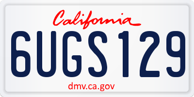 CA license plate 6UGS129