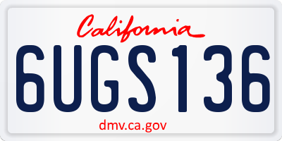 CA license plate 6UGS136
