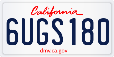 CA license plate 6UGS180