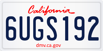 CA license plate 6UGS192