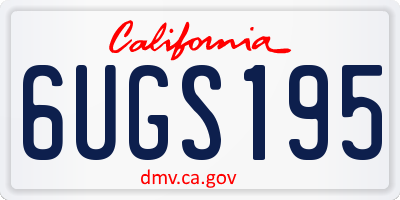 CA license plate 6UGS195