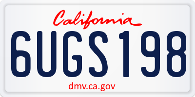 CA license plate 6UGS198